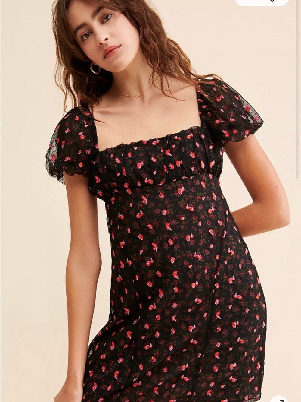 Free People Sugar And Spice Mini Dress Womens Sz Small Boho Floral Black Pink